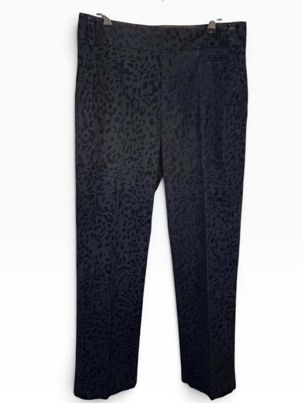 Bamboo Traders Pants Size 6 Black Leopard Print Jacquard Trousers